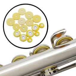Flauta pad para chave, amarelo cortiça almofada, almofada de couro, peças de reposição instrumento musical, 16pcs - Image 2