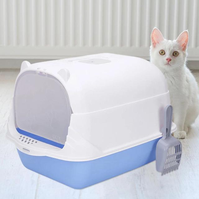Caixa de Areia para Gatos com Tampa e Porta Frontal - Sandbox Durável e Fechado para Ambientes Internos
