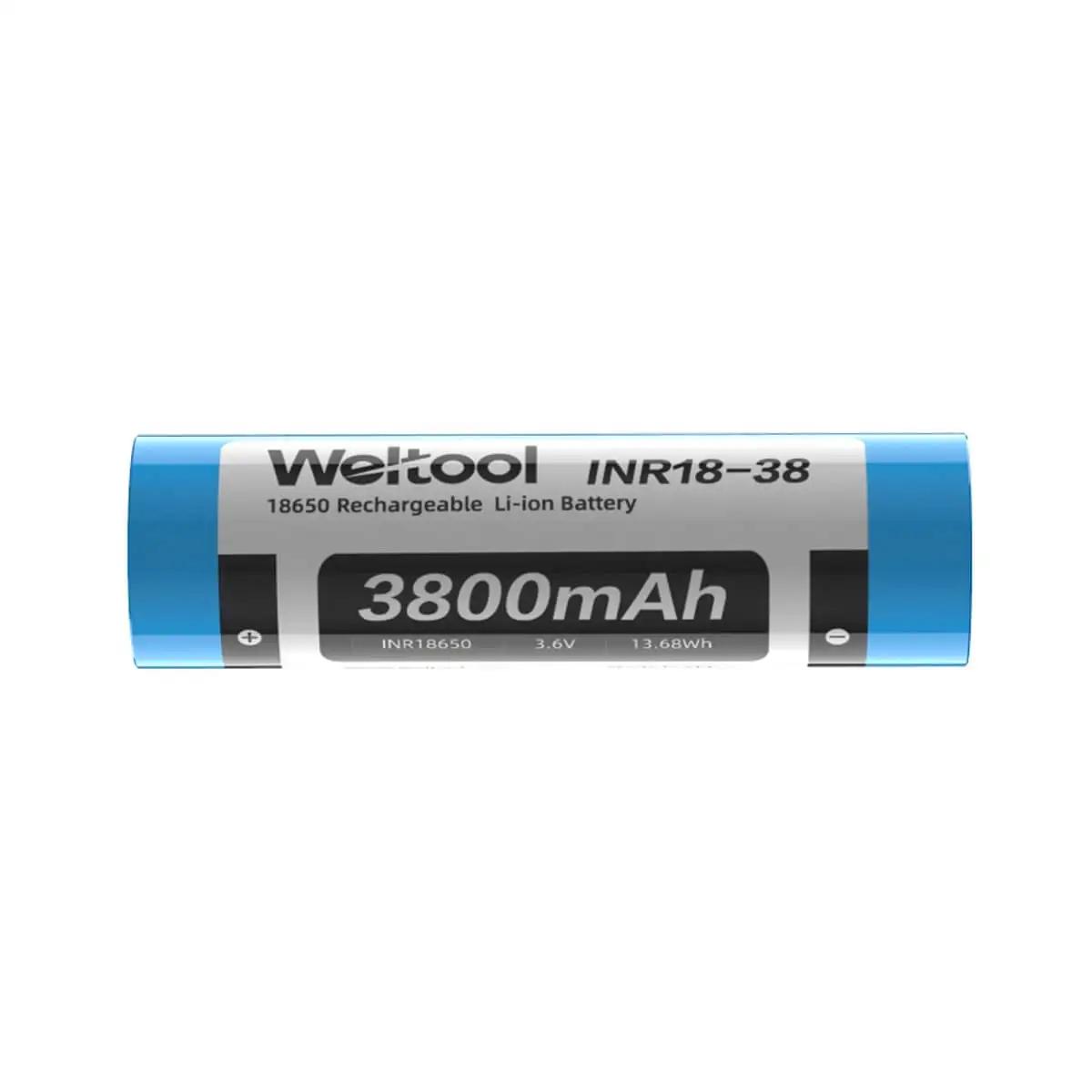 Weltool INR18-38 3800mAh 18650 Bateria de íon-lítio superior plana - Image 1