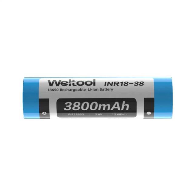 Weltool INR18-38 3800mAh 18650 Bateria de íon-lítio superior plana