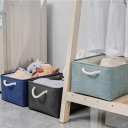 Armário de armazenamento dobrável de linho de algodão Saco de armazenamento Organizador de brinquedos infantis - Image 3