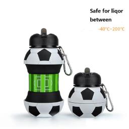 Garrafa De Água De Silicone Dobrável Para Crianças, Garrafa De Futebol Portátil, Presente - Image 1