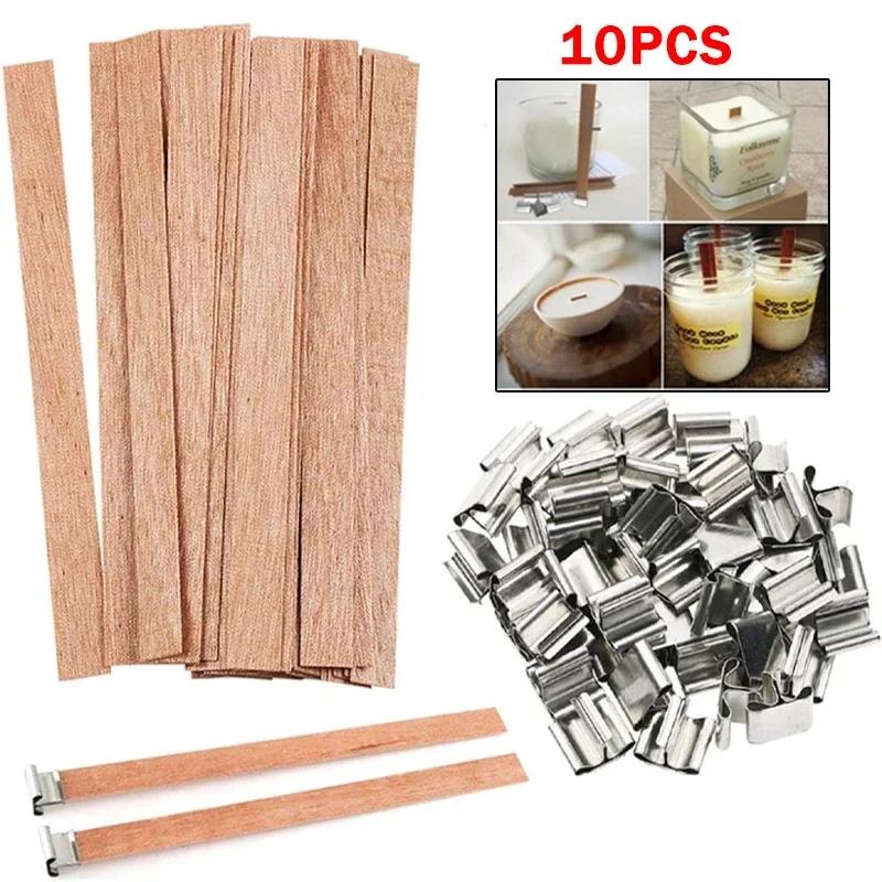 Plana De Madeira Vela Pavios com Suporte Base, Suporte De Ferro, Vela Núcleos, DIY Vela Fazendo, Artesanato Artesanal - Image 1