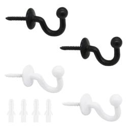 Gancho de parede de liga simples com parafuso, pendurado Wall Hanger, Belt Tie Hanger, cores preto e branco, disponível - Image 1