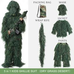 Fatos Ghillie masculinos, Vestuário de caça, Camuflagem do deserto, Fatos de caça, Cosplay Game, Jaqueta, Calças, Snipe, 3D, Camuflagem - Image 4