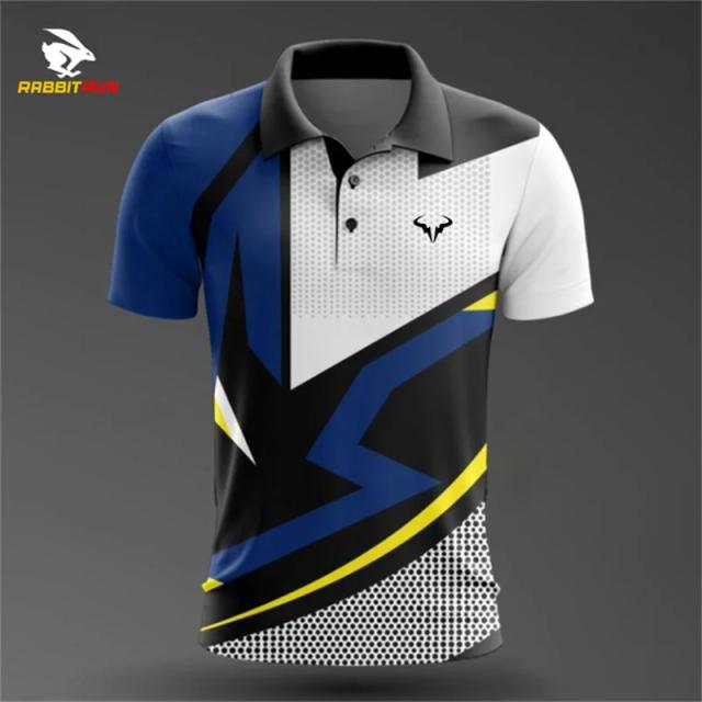 Camisa Polo Masculina Respirável de Manga Curta para Golfe, Badminton e Tênis - Estilo Esportivo e Casual para o Verão