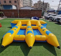 Inflável barco jangada flutuador, jogo de água, peixe voador ventilador, assento, tubo rebocável, 6 pessoa - Image 3