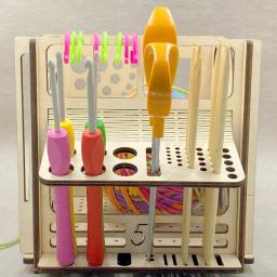 Tigela de fios de madeira tudo em um organizador de crochê, suporte de armazenamento DIY, dispensador de fios, tigela de tricô para tricô, meadas de crochê - Image 3