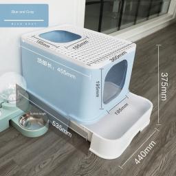 Caixa de lixo de gato fechada avançada, Anti-Splatter com controle de odor, Grande produto essencial de higiene felina - Image 3