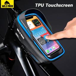 Homem selvagem saco impermeável da bicicleta, Frame dianteiro, ciclismo, tubo, caixa do telefone, suporte, 6,8 ", touchscreen, bicicleta tronco saco, 1L - Image 4