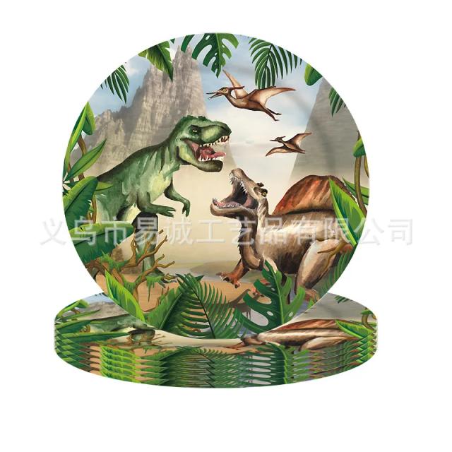 Decorações de Festa de Aniversário de Dinossauro com Louça Descartável para Meninos, Incluindo Pratos, Copos e Toalhas de Mesa