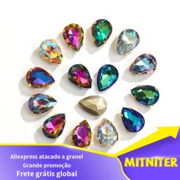 10pc glitter gota de cristal strass mão costurar em pedras de vidro ornamento contas de diamante para o vestido diy artesanato garra broca acessórios - Image 1
