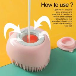 Pet escova de banho com sabonete e shampoo dispensador, gato massagem pente, cerdas macias grooming scrubber, pet fornecimentos, cães e gatos - Image 5