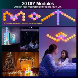 Hexagonal hexagonal luzes LED para quarto, parede painel RGB, Smart App, Modular Gaming Lights, Night Light, música Sync, favo de mel, 20, 12, 8, 3 Pack - Image 5