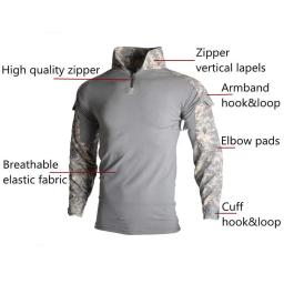 HAN WILD-Camisa Tática com Almofadas para Homens, Camisas De Escalada, Roupas De Treinamento, Camuflagem De Acampamento, Camiseta De Caça, Tops Para Paintball - Image 3