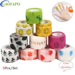 Bandagem auto-adesiva para os primeiros socorros dos animais de estimação, 5 pçs/set, 5cm de largura, colorido, respirável, estiramento, bandagem - Image 1