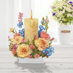 Pintura Diamante Desktop Ornaments Kit, 5D DIY Diamond Art, Decorações de mesa para adultos, Velas em forma especial, plantas, acrílico - Image 2
