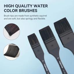 Lighfish-conjunto de pincéis planos, cabelo de esquilo sintético, kit de pincéis para artistas, adultos e hobbies, 3 peças - Image 3