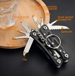 Portátil Multitool de Bolso para Sobrevivência ao Ar Livre, 420 Aço Inoxidável, Alicate, Faca, Chave de Fenda, Camping, Caça e Caminhadas - Image 2