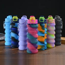 Silicone criativo copo de água dobrável, grande capacidade garrafa de água portátil, para esportes ao ar livre, ciclismo, 500ml - Image 1