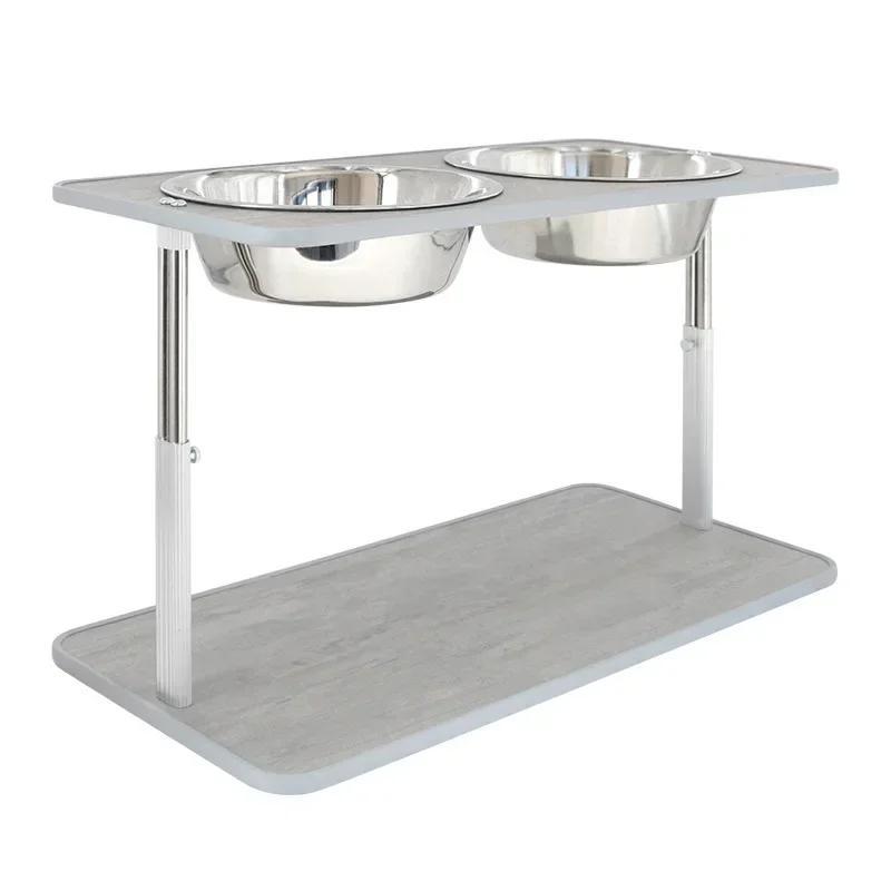 Cão grande alimentadores elevados grande altura animal de estimação comida ajustável bacia de água cães comer bebendo tigelas duplas com suporte - Image 1