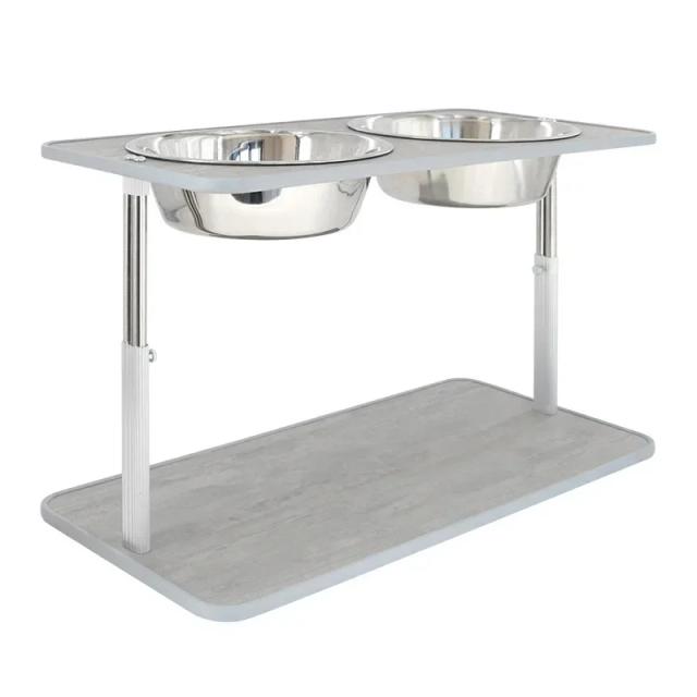 Alimentador Elevado para Cães Grandes com Tigelas Duplas e Suporte Ajustável para Comida e Água