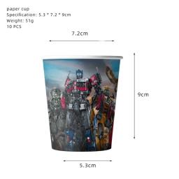 Conjunto de utensílios descartáveis para festa de aniversário infantil, transformadores, Optimus Prime, tema Bumblebee, prato de papel, tecido, copo - Image 1