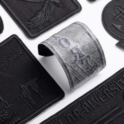 Auto-adesivo preto bordado tecido Patch, roupas de couro, Mend Decore, Iron On Patch, Vestuário Costura Patches para Vestuário, 6pcs - Image 4