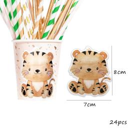 Animais selvagens Adesivos para Crianças, Doces e Caixa Pegajosa, Selva e Safari, Decoração de Festa de Feliz Aniversário, Embalagem de Bolinhos DIY, 24PCs - Image 3