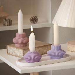 Silicone listrado Castiçal moldes, redondo, artesanato fazendo, gesso, concreto, lanterna, resina, decoração de casa - Image 5