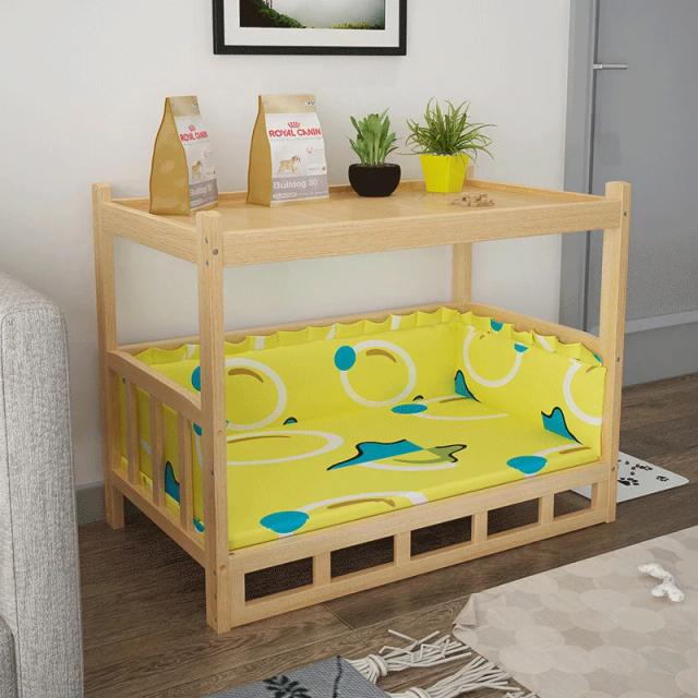 Canil de Madeira Maciça Destacável para Animais de Estimação, Cama para Cães e Gatos, Ideal para Grandes e Médios Portes nas Estações de Outono e Inverno