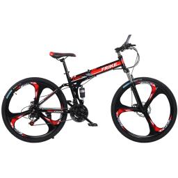 Bicicleta de montanha dobrável para adultos, amortecedor duplo, freio a disco de velocidade variável, carro de corrida off-road, 26 na roda integrada - Image 5