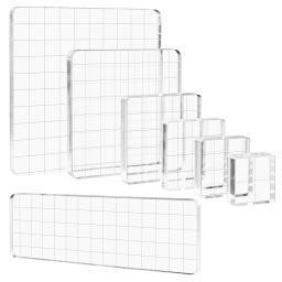 Limpar Stamping Ferramentas Conjunto com Linhas de Grade, Acrílico Stamp Block, DIY Scrapbooking Artesanato, Fazer Cartão, tamanhos sortidos, 7 PCs, 8mm - Image 1