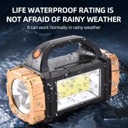 Lanterna LED solar poderosa portátil, Luzes de trabalho COB, USB recarregável, portátil, 4 modos de iluminação, Tocha solar ao ar livre - Image 5
