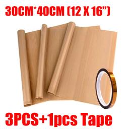 Papel de transferência antiaderente da imprensa do calor, Esteira artesanal resistente ao calor, PTFE Tefloon Shee com fita térmica, 3pcs - Image 1