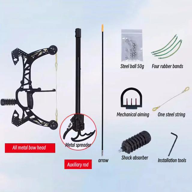 Conjunto Completo de Arco Composto para Caça ao Ar Livre com Polia - Tensão de 30 a 60 Libras, Inclui Bola de Aço e Acessórios para Tiro com Arco.