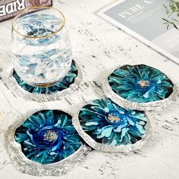 Ore Forma Edge Coasters Mold Set, Molde de resina epóxi, Bandeja de resina grande, Sílica Gel, DIY Craft, 4Pcs - Image 5