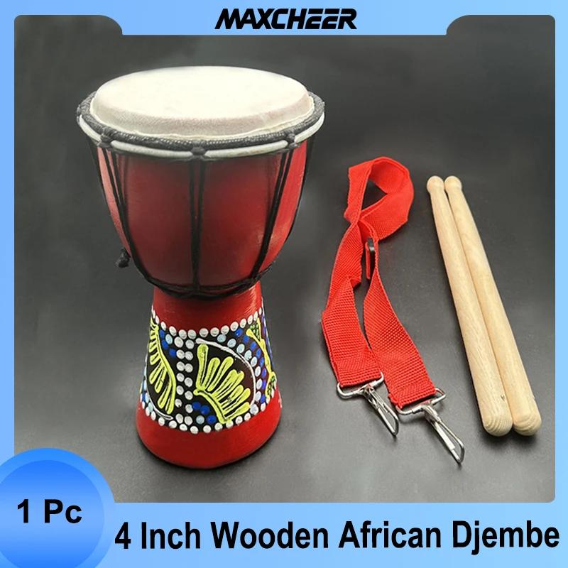 Tambor Africano Percussão Mão Tambor, Jambe De Madeira, Baterista Duplo Com Padrão, 4 em, para Venda - Image 1