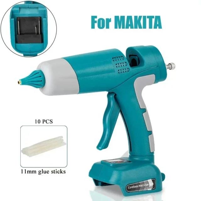 Pistola de Cola Quente Elétrica 18V para Artesanato e Reparo - Compatível com Makita, Dewalt, Bosch, Milwaukee e Ryobi