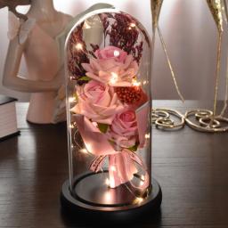 LED Flor Eterna com 3 Cabeças, Flor Artificial, Natal, Casamento, Dia Dos Namorados, Presente De Aniversário, Decoração De Casa - Image 3