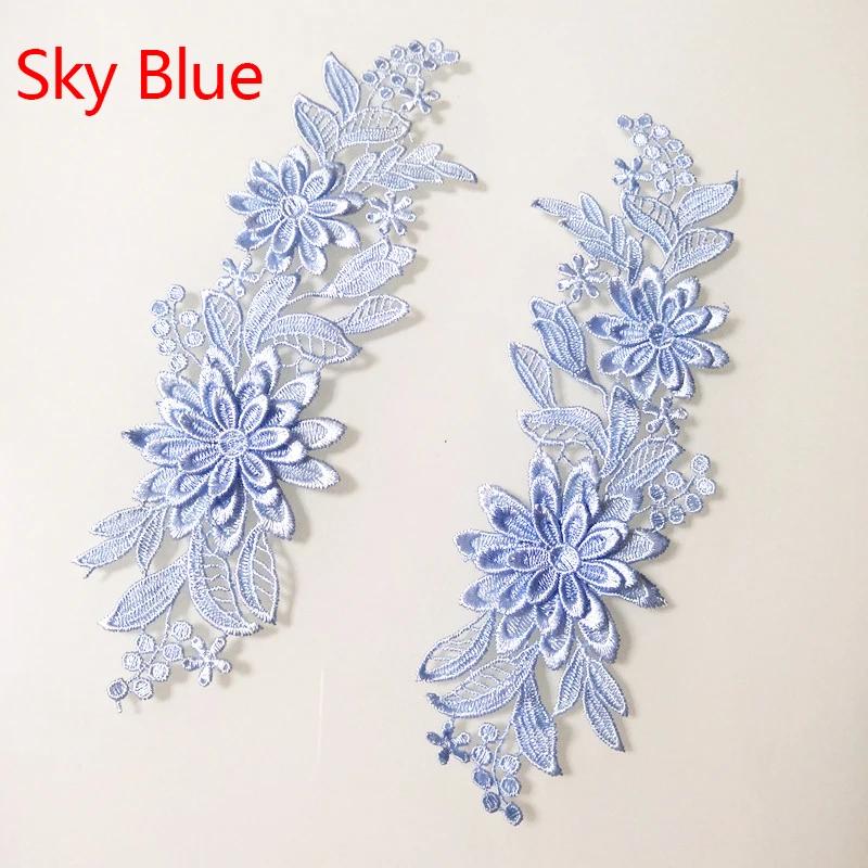 Bordados 3D Lace Guarnição Patches, Costurar Em Patch, Applique Flor, DIY Bordados, Roupas e Bolsa, Emblemas Acessórios, 1 Par - Image 1