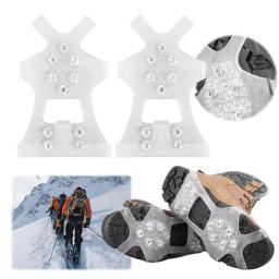 10 dentes escalada crampons para caminhada de inverno ao ar livre pesca no gelo acampamento sapatos de neve antiderrapantes capas de sapato de aço manganês - Image 2