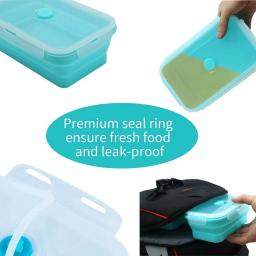 4 pçs silicone dobrável recipientes de armazenamento de alimentos com tampas de silicone caixa de almoço bento bpa livre para cozinha despensa - Image 4