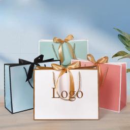 Presente personalizado Sacos com Fita, Luxo Personalizado Papel Sacos De Embalagem, Logotipo Personalizado, Por Favor Entre Em Contato Conosco Antes De Pedir - Image 1