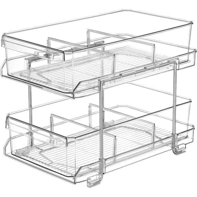 Organizador Multi-Funcional com Divisórias para Banheiro e Cozinha - Rack de Armazenamento em 2 Camadas
