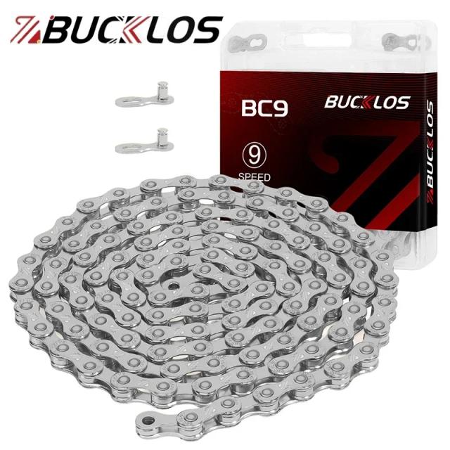 BUCKLOS-9 Corrente de Bicicleta 9 Velocidades Aço Inoxidável 116 Elos