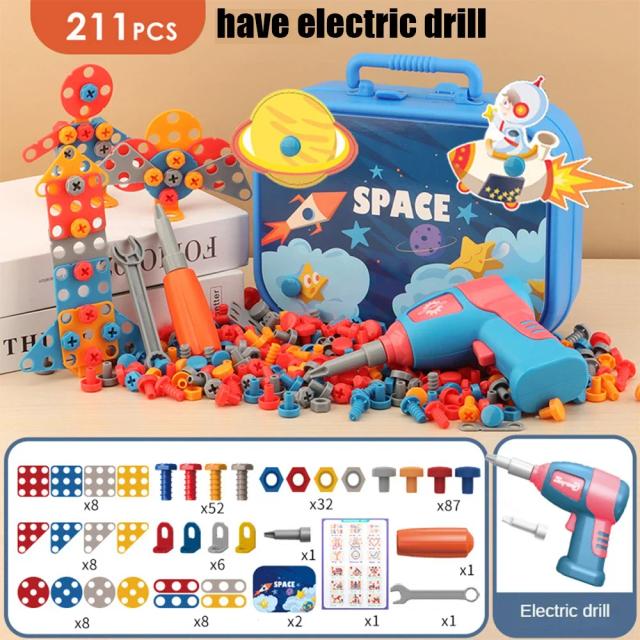 Conjunto de Ferramentas Infantil Broca Elétrica 3D Puzzle Montagem 3+
