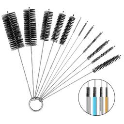 Escovas De Limpeza De Tubo De Vidro De Palha De Nylon Escova De Limpeza De Aço Inoxidável Escova De Garrafa De Tanque De Peixes Ferramentas De Limpeza Doméstica 10Pcs por Conjunto - Image 1