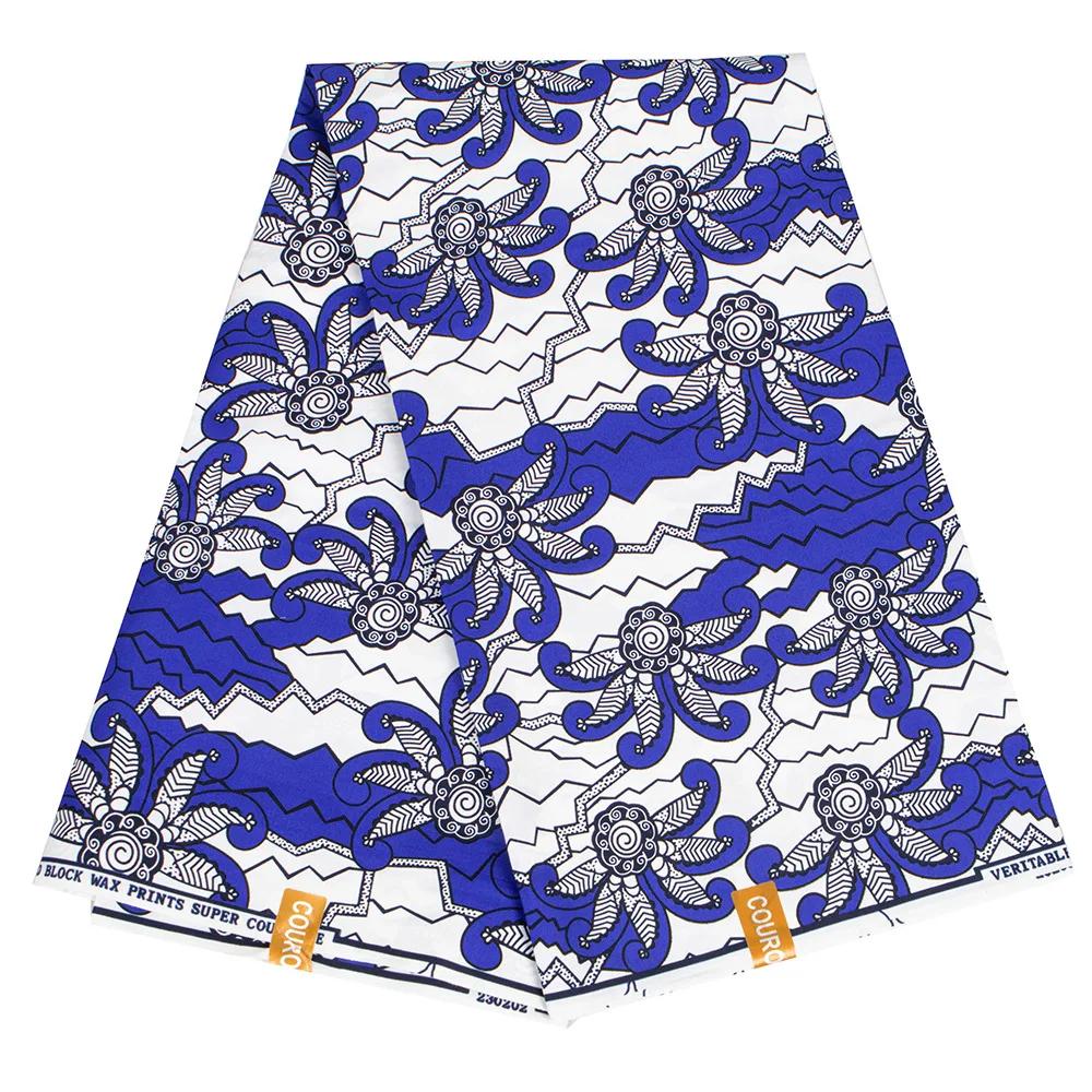 Africano ancara tecido de retalhos estampados, cera real para artesanato vestido de costura faça você mesmo acessório de vestuário tecido de poliéster de alta qualidade 1 jarda - Image 1
