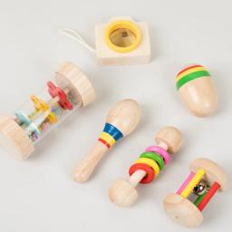 Brinquedos De Instrumentos Musicais De Madeira, Chocalho Pequeno, Martelo De Areia, Bola De Areia, Shake Bell, Caleidoscópio, Brinquedos De Prática De Aperto, 6Pcs por Conjunto - Image 1